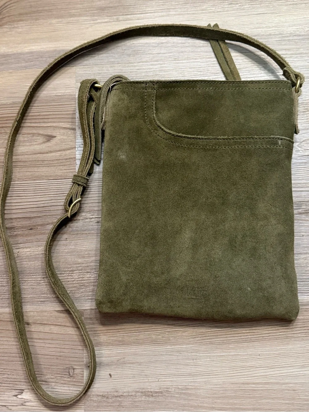 margot Olive Suede bohemian-style crossbody bag